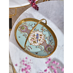 Блюдо овальное с ручкой и голубым фарфоровым дном с цветочным рисунком Blue Garden варинант исполнения - 2 | Loft Concept в Нижнем Новгороде