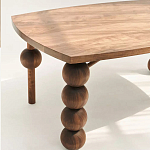 Обеденный стол деревянный с круглыми декоративными элементами на ножках Koko варинант исполнения - 4 | Loft Concept в Нижнем Новгороде