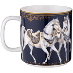Кружка из фарфора синяя с изображением лошадей 400 мл Porcelain Horse Set варинант исполнения - 1 | Loft Concept в Нижнем Новгороде