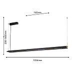 Подвесной светильник линейный вытянутой формы с черным матовым корпусом и золотистыми акцентами Line Pendant варинант исполнения - 1 | Loft Concept в Нижнем Новгороде