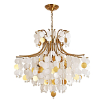 Люстра подвесная с белыми и золотыми круглыми подвесками Диаметр 70 см SHELL Chandelier варинант исполнения - 1 | Loft Concept в Нижнем Новгороде