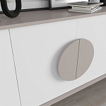 Комод бежево-белый с 4-мя дверцами c декором в виде бежевого круглого элемента на фасаде GORA CONSOLE 180CM LIGHT MOCHA варинант исполнения - 4 | Loft Concept в Нижнем Новгороде