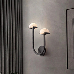 Бра с 2-мя мраморными плафонами на черном корпусе Light Warm Light варинант исполнения - 2 | Loft Concept в Нижнем Новгороде