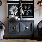 Тумба черная из дерева двухдверная Geometric Double Door Nightstand варинант исполнения - 5 | Loft Concept в Нижнем Новгороде