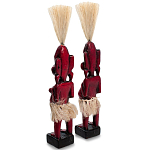 Комплект из 2-х деревянных статуэток Asmat Straw Headdress Statuettes Red варинант исполнения - 2 | Loft Concept в Нижнем Новгороде
