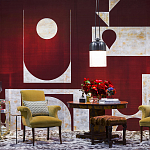 Обои ручная роспись в стиле Арт-деко Assemblage Original colourway on red silk dupion варинант исполнения - 2 | Loft Concept в Нижнем Новгороде