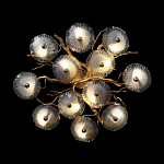 Потолочная люстра круглая ветвистыми бронзовыми элементами и стеклянными рифлеными дисками Textured Glass Chandelier варинант исполнения - 2 | Loft Concept в Нижнем Новгороде