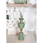 Ваза зеленого цвета из фарфора на высокой подставке с бронзовыми ручками Eden Garden porcelain and bronze варинант исполнения - 4 | Loft Concept в Нижнем Новгороде