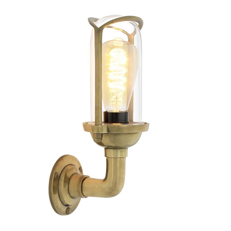 Бра Eichholtz Wall Lamp Wolseley Brass Латунь Античная полированная Прозрачное Стекло в Нижнем Новгороде | Loft Concept 