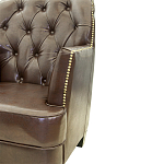 Кресло кожаное c мягкими подлокотниками на 4-х деревянных ножках из массива березы Joseph Armchair brown варинант исполнения - 3 | Loft Concept в Нижнем Новгороде