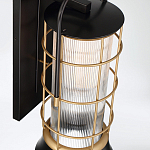 Настенный фонарь цилиндрической формы с рифленым стеклом в золотом каркасе на черном прямоугольном основании Eurofase варинант исполнения - 4 | Loft Concept в Нижнем Новгороде