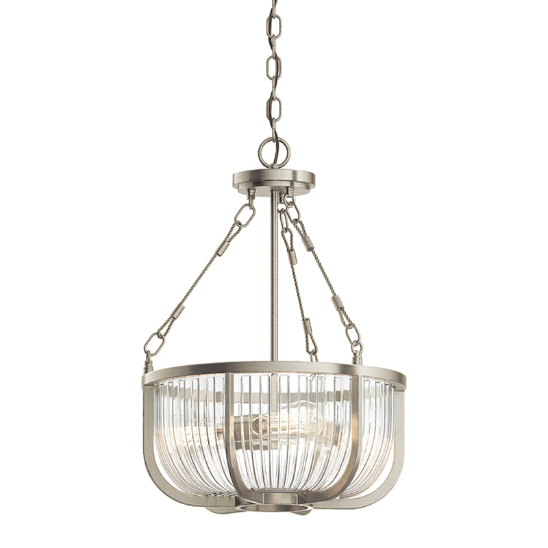 Люстра подвесная с чашеобразным плафоном из прозрачных стеклянных прутьев Kichler Никель Прозрачный Латунь в Нижнем Новгороде | Loft Concept 