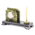 Настольный письменный набор из змеевика с визитницей с часами и ручкой Successful Leader варинант исполнения - 2 | Loft Concept в Нижнем Новгороде