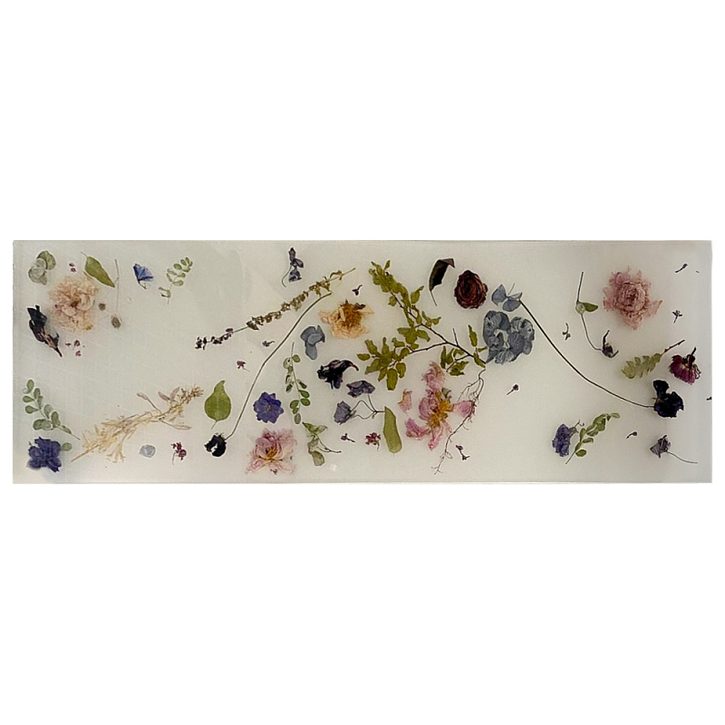 Поднос для ванны из эпоксидной смолы с цветами белая Epoxy Resin Flowers Bath Tray White Белый Мульти в Нижнем Новгороде | Loft Concept 