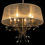 Люстра подвесная круглая с тканевым полупрозрачным абажуром и подвесками 6 ламп Gilded Elegance варинант исполнения - 5 | Loft Concept в Нижнем Новгороде