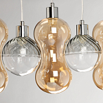 Люстра с 3-мя плафонами волнообразной формы цвета янтарь и 2-мя прозрачными шарообразными плафонами Lucid Rain  варинант исполнения - 7 | Loft Concept в Нижнем Новгороде