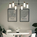 Люстра потолочная с 6-ю цилиндрическими плафонами из стекла и черным каркасом Noir Poise варинант исполнения - 3 | Loft Concept в Нижнем Новгороде