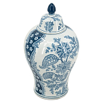 Ваза с крышкой и голубым цветочным рисунком 37 см Blue & White Ornament варинант исполнения - 1 | Loft Concept в Нижнем Новгороде