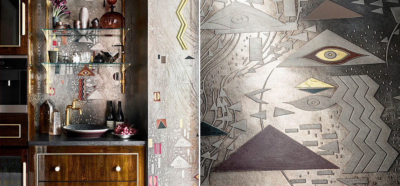 Обои ручная роспись Klimt Polished Silver bas relief gilded paper Обои ручная роспись Klimt Polished Silver bas relief gilded paper - Loft-Concept в Нижнем Новгороде