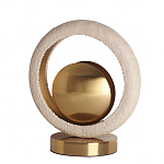 Настольная лампа с бежевым текстурным кольцом и латунным шаром в центре Tactile   варинант исполнения - 1 | Loft Concept в Нижнем Новгороде