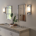 Бра для ванных комнат с цилиндрическим плафоном на прямоугольном зеркальном основании Feiss варинант исполнения - 2 | Loft Concept в Нижнем Новгороде