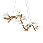 Люстра подвесная линейная с прозрачными стеклянными птичками на ветвях Serip Voa варинант исполнения - 8 | Loft Concept в Нижнем Новгороде