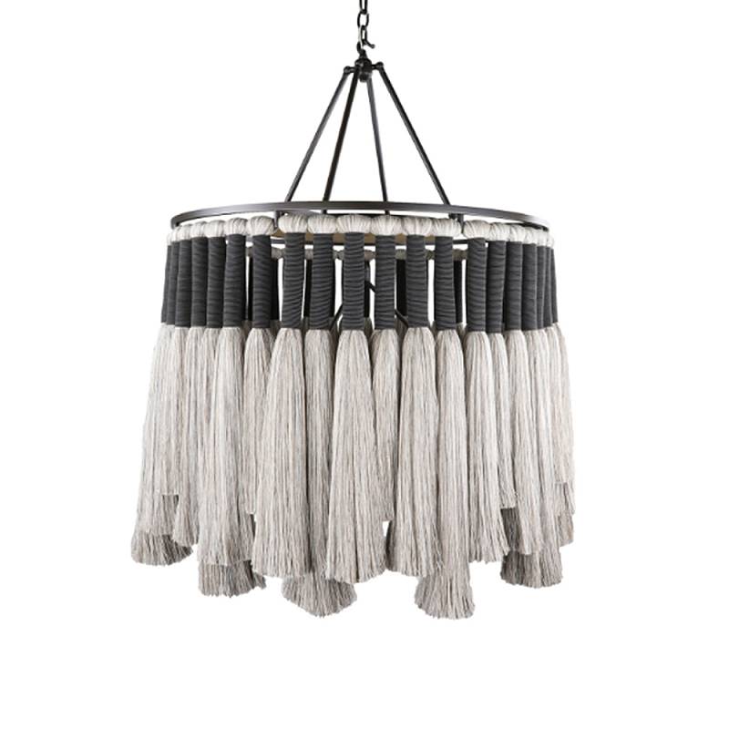 Люстра круглая плетеная с кисточками Boho Tassel Chandelier Серый Люстра круглая плетеная с кисточками Boho Tassel Chandelier Серый в Нижнем Новгороде | Loft Concept