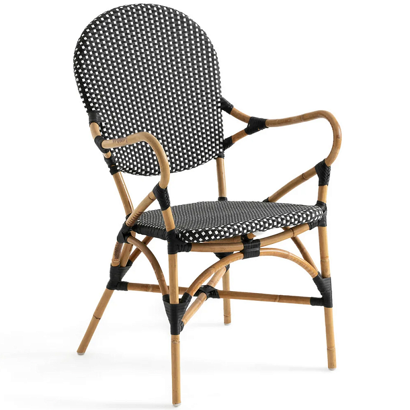 Кресло плетеное из ротанга Ronald Black White Rattan Chair Коричневый Черно-белый в Нижнем Новгороде | Loft Concept 