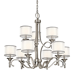 Люстра с белыми тканевыми абажурами в прозрачных стеклянных цилиндрах Kichler варинант исполнения - 1 | Loft Concept в Нижнем Новгороде