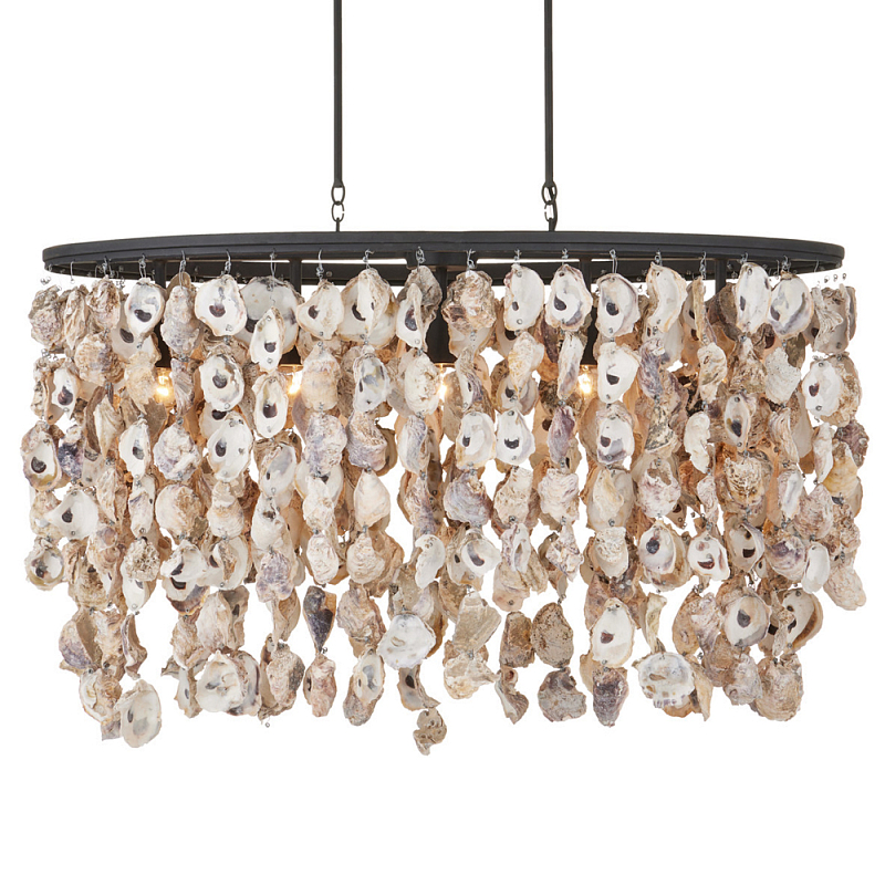 Люстра овальная с подвесками из устричных раковин Sea Ravens Черный в Нижнем Новгороде | Loft Concept 