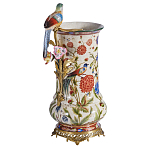 Ваза фарфоровая с птицей на бронзовой ветке и цветочной росписью Garden of Eden варинант исполнения - 1 | Loft Concept в Нижнем Новгороде