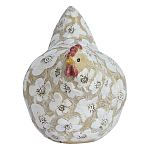 Статуэтка курица с резными белыми цветами на бежевой фактурной поверхности Rustic Chicken варинант исполнения - 1 | Loft Concept в Нижнем Новгороде