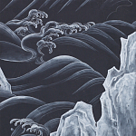Обои ручная роспись Matsushima Waves Roka on Edo Night painted silk варинант исполнения - 1 | Loft Concept в Нижнем Новгороде