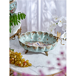 Чаша из голубого фарфора на бронзовых ножках с рисунком цветов и фигурками стрекоз Blue Garden варинант исполнения - 3 | Loft Concept в Нижнем Новгороде