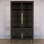 Витрина Primo со стеклянными фасадами и 2 ящиками Темный орех варинант исполнения - 1 | Loft Concept в Нижнем Новгороде