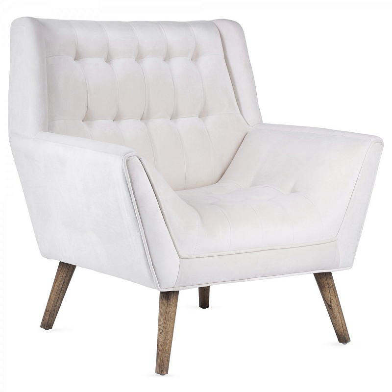 Кресло Danish Modern Armchair Tufted Accent белый велюр ivory ( слоновая кость ) в Нижнем Новгороде | Loft Concept 