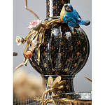 Ваза черная фарфоровая с  узором и бронзовым декором в виде веток с фарфоровой птичкой и цветами Eden Garden варинант исполнения - 3 | Loft Concept в Нижнем Новгороде