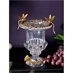 Ваза из прозрачного стекла на бронзовой подставке с ободком и ручками в виде стрекоз Eden Garden варинант исполнения - 2 | Loft Concept в Нижнем Новгороде