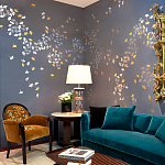 Обои ручная роспись Gingko Colourway SC-98 on Gun Metal dyed silk варинант исполнения - 1 | Loft Concept в Нижнем Новгороде