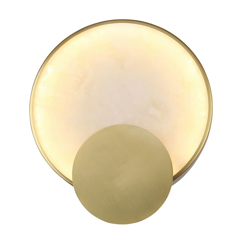 Бра в форме диска из бежевого алебастра Cryptocrystalline Stone Латунь Бежевый в Нижнем Новгороде | Loft Concept 