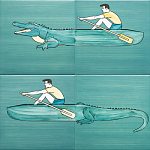 Плитка с узором Крокодил байдарочник варинант исполнения - 2 | Loft Concept в Нижнем Новгороде