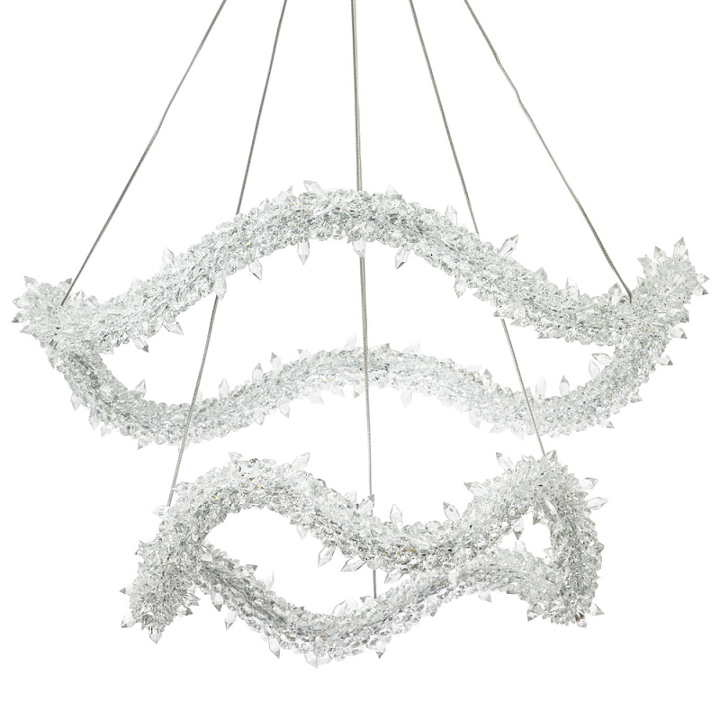 Двухъярусная кольцевая люстра с хрустальным декором Gilbertine Crystal Wavy Ring Chandelier Латунь Прозрачный в Нижнем Новгороде | Loft Concept 