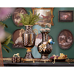 Ваза черного цвета из фарфора с золотистым узором и бронзовыми элементами Eden Garden porcelain and bronze варинант исполнения - 8 | Loft Concept в Нижнем Новгороде