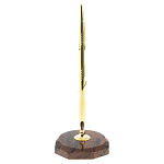 Ручка шариковая металлическая на восьмиугольной подставке из натурального камня Обсидиан Metal Stone Pens варинант исполнения - 1 | Loft Concept в Нижнем Новгороде