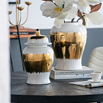 Ваза белая с крышкой и золотистыми фрагментами 46 см Chinoiserie Ceramics варинант исполнения - 1 | Loft Concept в Нижнем Новгороде