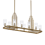 Люстра прямоугольная цвета латунь с прозрачными рифлеными цилиндрическими плафонами Kichler варинант исполнения - 1 | Loft Concept в Нижнем Новгороде