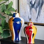 Ваза с крышкой и мазками синего и золого цвета на белом фоне Chinoiserie Ceramics варинант исполнения - 5 | Loft Concept в Нижнем Новгороде