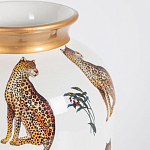 Ваза белая овальная с рисунком леопардов и золотыми акцентами LEOPARD Collection варинант исполнения - 1 | Loft Concept в Нижнем Новгороде