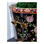 Кашпо из фарфора черная с цветочной росписью и бронзовой стрекозой Spring Garden варинант исполнения - 5 | Loft Concept в Нижнем Новгороде