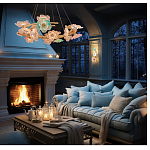 Люстра круглая на золотом каркасе с цветочным декором Miscellaneous herbs варинант исполнения - 6 | Loft Concept в Нижнем Новгороде